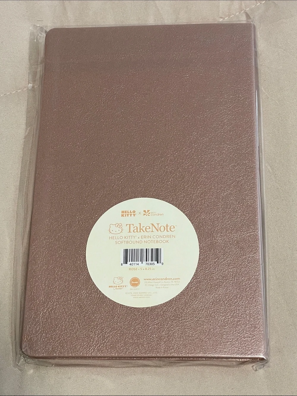 Sanrio-Erin Condren Hello Kitty Pink and Cream Gold-Print Notebook Trio NWT